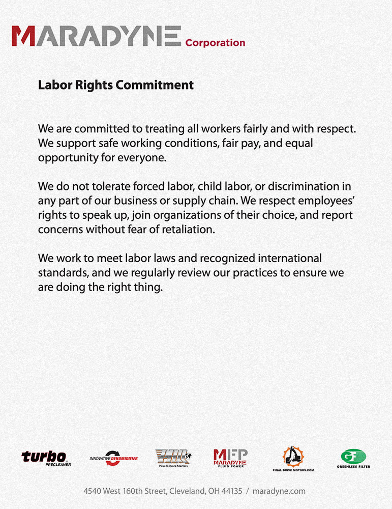 2026 Maradyne Labor Rights Commitment